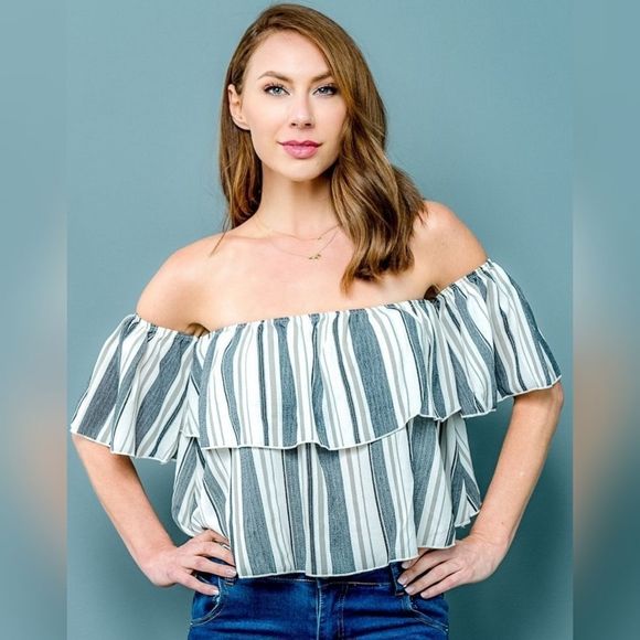 Ivory Off Shoulder Top - Picture 1 of 5